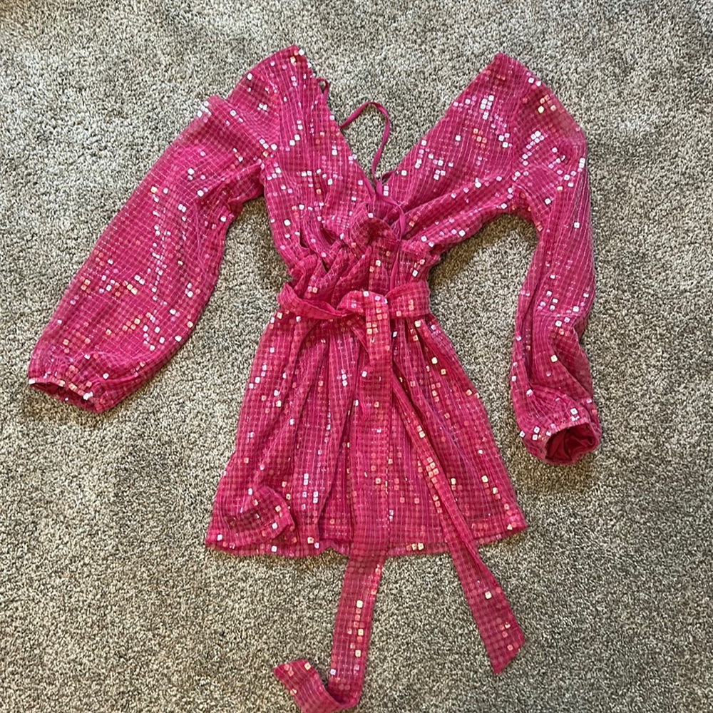 Sequined Pink Mini Dress - Size S